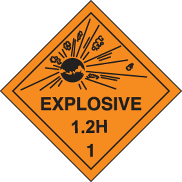 DOT Shipping Labels: Hazard Class 1: Explosive 1.2H 4" x 4" Adhesive Poly 250/Roll - MSL116EV2
