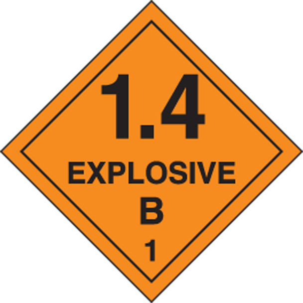 DOT Shipping Labels: Hazard Class 1: Explosive 1.4B 4" x 4" Adhesive Poly 500/Roll - MSL127EV5