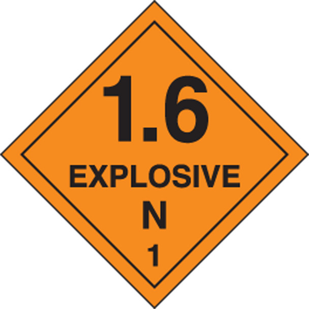 DOT Shipping Labels: Hazard Class 1: Explosive 1.6N 4" x 4" Adhesive Poly 500/Roll - MSL135EV5