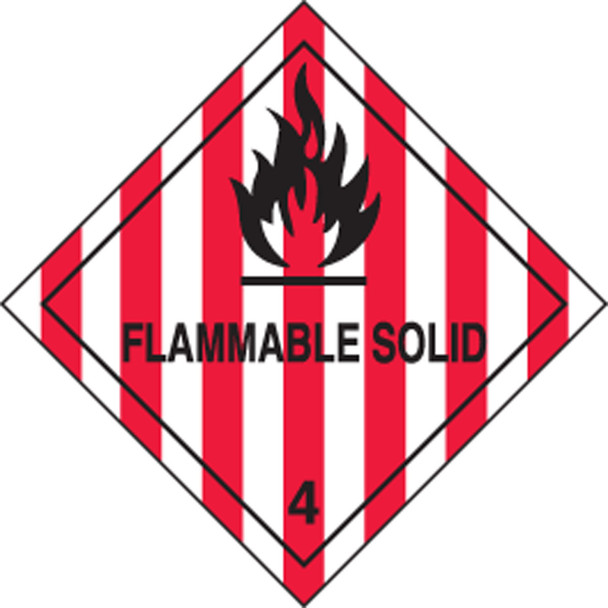 DOT Shipping Labels: Hazard Class 4: Flammable Solid 4" x 4" Adhesive Poly 250/Roll - MSL401EV2