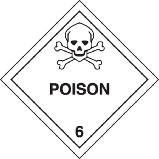 DOT Shipping Labels: Hazard Class 6: Poison 4" x 4" Adhesive Poly 250/Roll - MSL601EV2