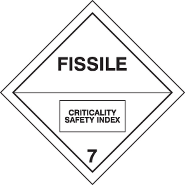 DOT Shipping Labels: Hazard Class 7: Fissile 4" x 4" Adhesive Coated Paper 500/Roll - MSL704PS5