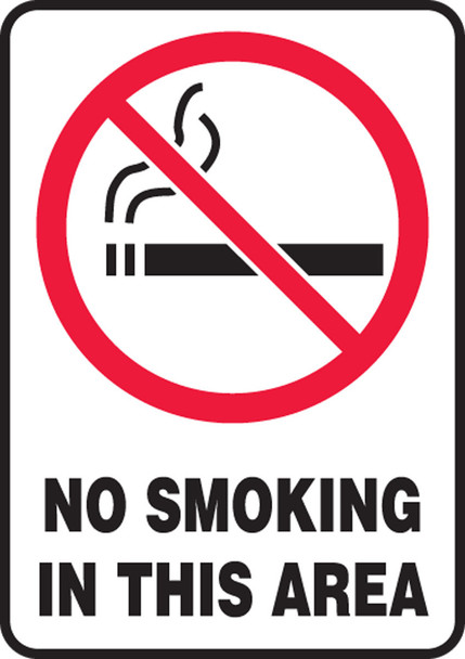 Smoking Control Sign: No Smoking - This Area 10" x 7" Dura-Plastic 1/Each - MSMG515XT