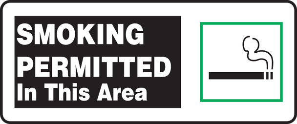 Safety Sign: Smoking Permitted In This Area 7" x 17" Accu-Shield 1/Each - MSMG525XP