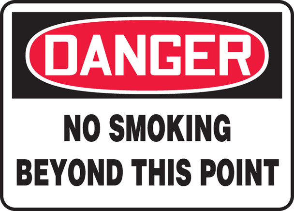 OSHA Danger Safety Sign: No Smoking Beyond This Point 7" x 10" Aluma-Lite 1/Each - MSMK029XL