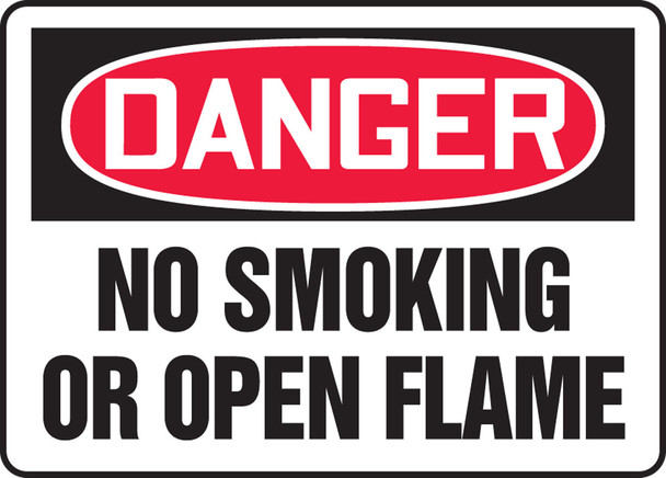 OSHA Danger Safety Sign: No Smoking Or Open Flame English 7" x 10" Aluma-Lite 1/Each - MSMK120XL