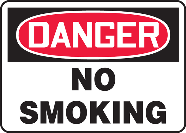 OSHA Danger Safety Sign: No Smoking English 14" x 20" Adhesive Vinyl 1/Each - MSMK134VS