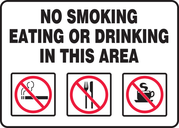 Safety Sign: No Smoking Eating Or Drinking In This Area 7" x 10" Dura-Plastic 1/Each - MSMK409XT
