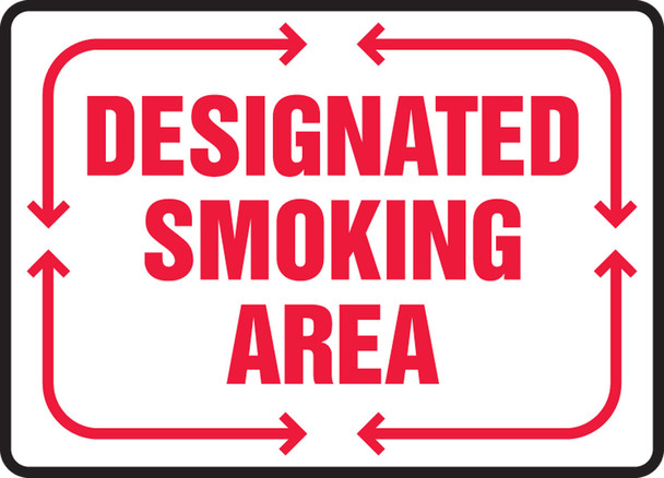 Safety Sign: Designated Smoking Area 7" x 10" Accu-Shield 1/Each - MSMK479XP