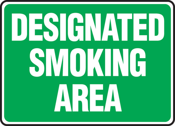 Safety Sign: Designated Smoking Area 7" x 10" Aluminum / - MSMK493VA