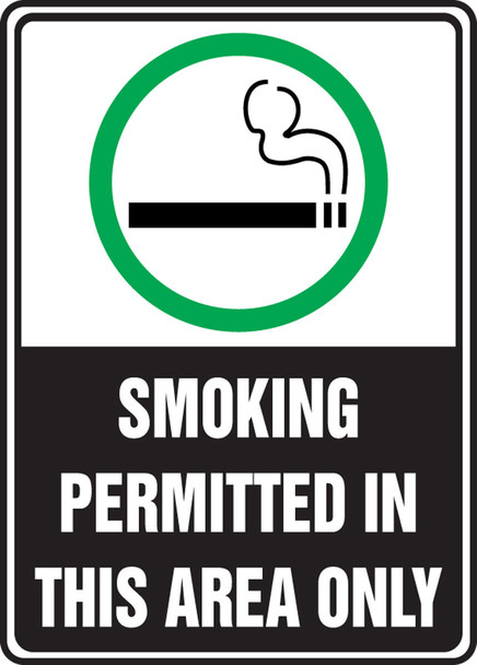 Safety Sign: Smoking Permitted In This Area Only 7" x 5" Aluma-Lite 1/Each - MSMK537XL