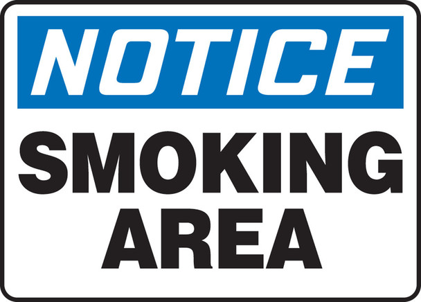 OSHA Notice Safety Sign: Smoking Area 7" x 10" Dura-Plastic 1/Each - MSMK810XT