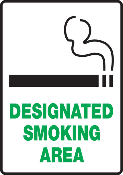 Safety Sign: Designated Smoking Area 10" x 7" Adhesive Vinyl 1/Each - MSMK920VS