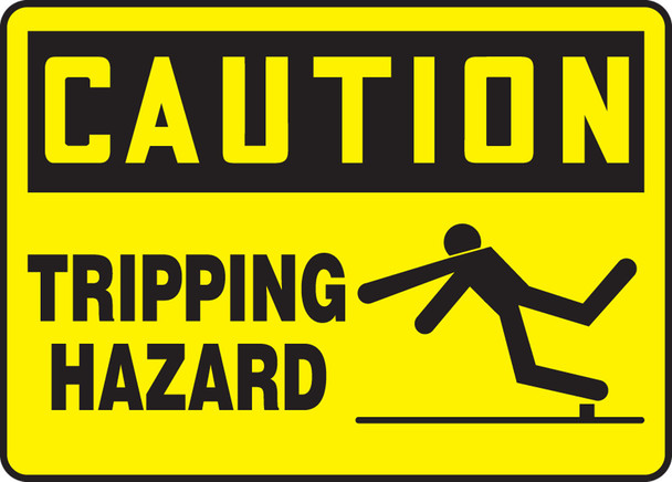 OSHA Caution Safety Sign: Tripping Hazard 7" x 10" Adhesive Vinyl 1/Each - MSTF637VS