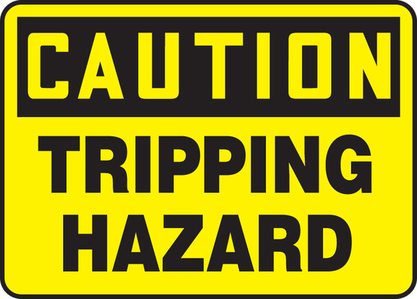 OSHA Caution Safety Sign: Tripping Hazard 10" x 14" Adhesive Vinyl 1/Each - MSTF664VS