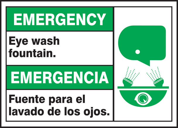 BILINGUAL ANSI SIGN - EYE WASH 10" x 14" Accu-Shield 1/Each - MTAS900XP