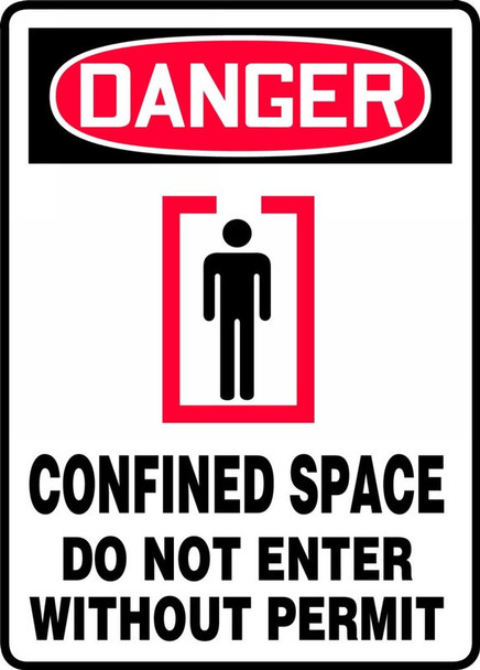 OSHA Danger Safety Sign: Confined Space - Do Not Enter Without A Permit 14" x 10" Aluminum / - MTDX038VA