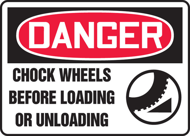 OSHA Danger Safety Sign: Chock Wheels Before Loading Or Unloading 10" x 14" Dura-Plastic 1/Each - MVHR004XT
