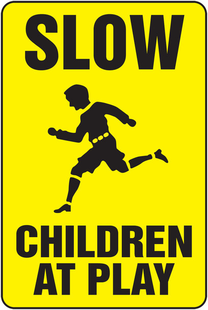 Safety Sign: Slow - Children At Play 18" x 12" Plastic 1/Each - MVHR547VP