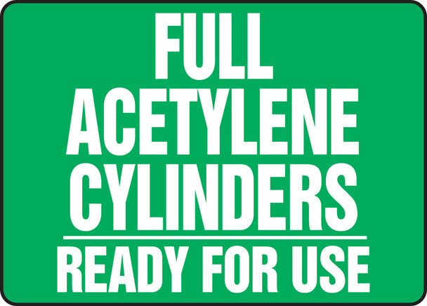 Cylinder & Compressed Gas Sign: Full Acetylene Cylinders - Ready For Use 10" x 14" Accu-Shield 1/Each - MWLD520XP