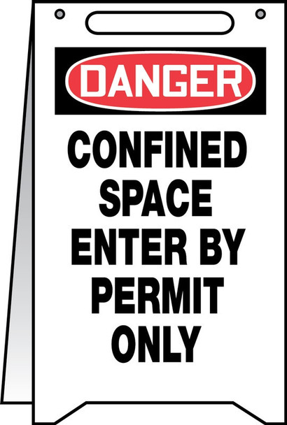 OSHA Danger Fold-Ups® Floor Sign: Confined Space - Enter By Permit Only 20" X 12" / - PFR130