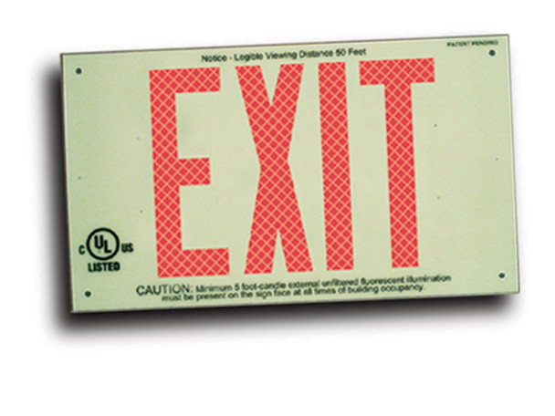 Ultra-Glow Safety Sign: Exit (One-Dimensional Plate Style) Standard Green Letters 1/Each - PLW275GN