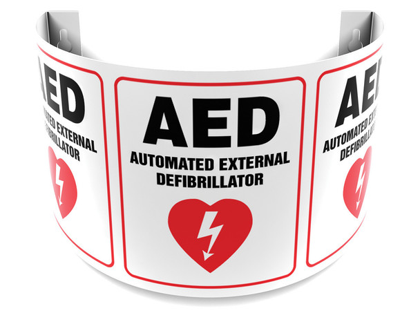 180D Projection Sign: AED Automated External Defibrillator English Panel Size: 12" 1/Each - PSJ343