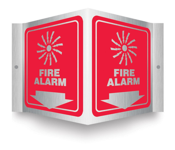 Brushed Aluminum 3D Projection Signs: Fire Alarm 6" x 5" Panel 1/Each - PSM305