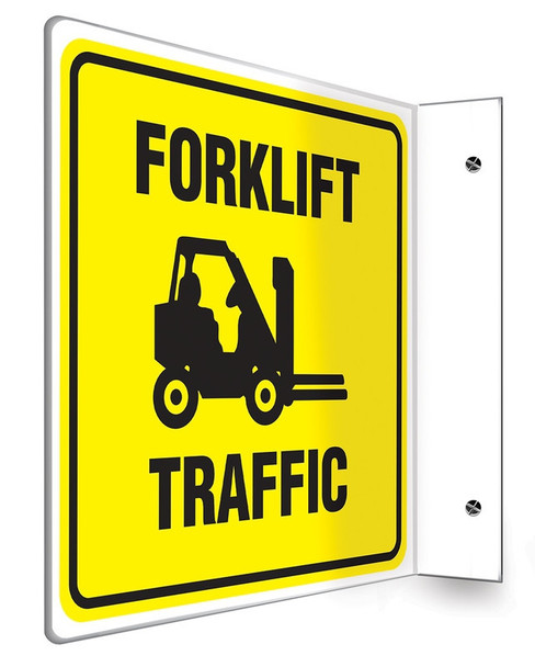 Projection Sign: Forklift Traffic English 90D (8" x 8" Panel) 1/Each - PSP249