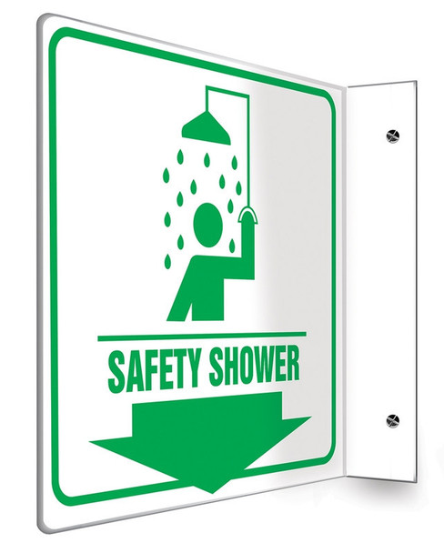 Projection Safety Sign: Safety Shower English 90D (8" x 8" Panel) 1/Each - PSP704