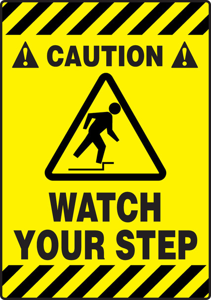 Slip-Gard Caution Border Floor Sign: Watch Your Step 20" x 14" / - PSR624