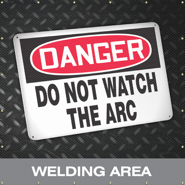 ONE-WAY Printed Welding Screens: Welding Area 6-FT x 8-FT / - PWD106YL