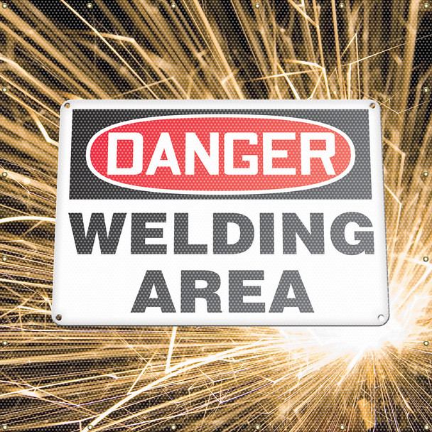 ONE-WAY Printed Welding Screens: Danger - Welding Area 6-FT x 8-FT / - PWD114YL