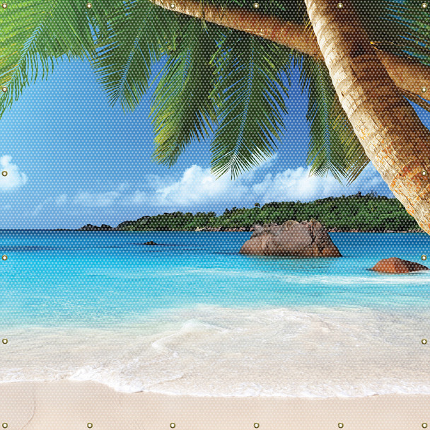 ONE-WAY Printed Welding Screens: Tropical Island 6-FT x 8-FT / - PWD138YL