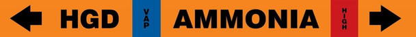 IIAR Self-Stick Ammonia Pipe Marker: HGD/VAP/HIGH IIAR SS OD 2 1/2" - 6" / - RAK105S