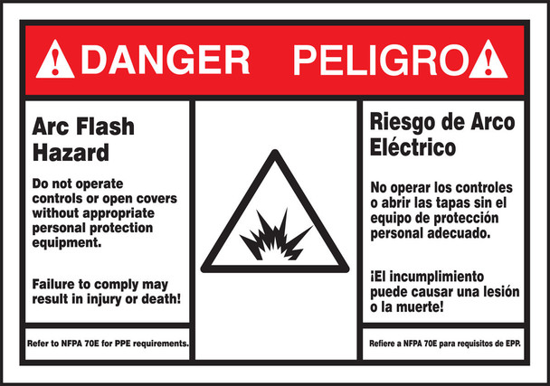 ARC FLASH LABELS 3 1/2" x 5" Adhesive Dura-Vinyl / - SBLSPS149