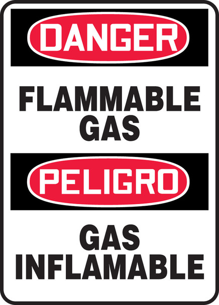 Bilingual OSHA Danger Safety Sign: Flammable Gas 20" x 14" Dura-Plastic 1/Each - SBMCHG093XT