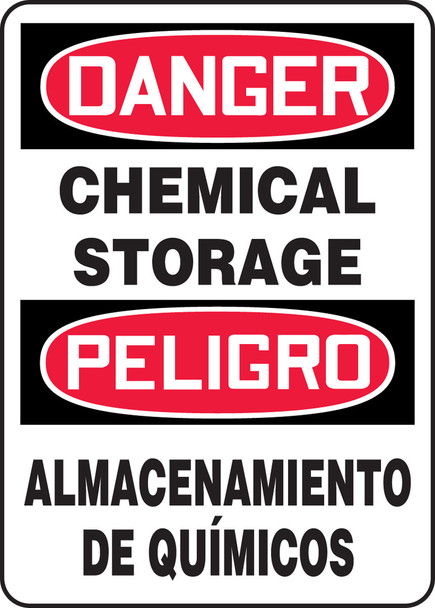 OSHA Danger Bilingual Safety Sign: Chemical Storage 20" x 14" Dura-Plastic 1/Each - SBMCHL155XT