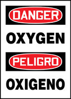 Bilingual OSHA Danger Safety Sign: Oxygen 14" x 10" Aluminum 1/Each - SBMCHL170VA