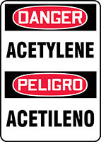 Bilingual OSHA Danger Safety Sign: Acetylene 14" x 10" Adhesive Vinyl 1/Each - SBMCHL174VS