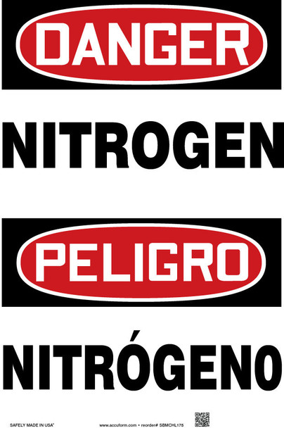 BILINGUAL SAFETY SIGN - SPANISH 14" x 10" Adhesive Dura-Vinyl 1/Each - SBMCHL175XV