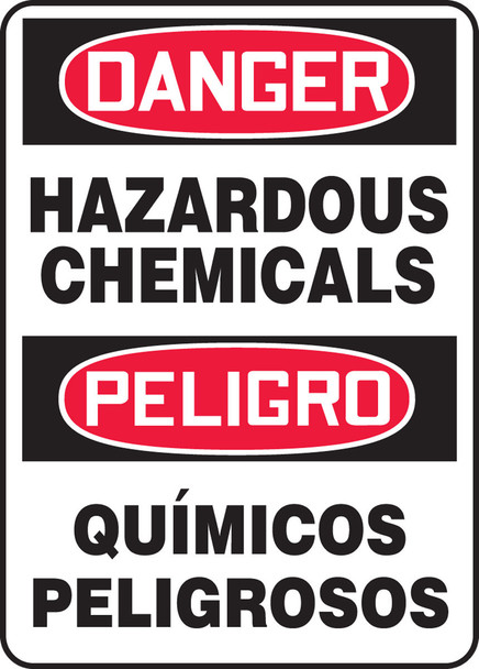 OSHA Danger Bilingual Safety Sign: Hazardous Chemicals / Químicos Peligrosos 20" x 14" Dura-Plastic 1/Each - SBMCHL267XT