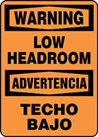 Spanish Bilingual OSHA Warning Safety Sign: Low Headroom 14" x 10" Adhesive Dura-Vinyl 1/Each - SBMECR305XV
