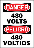 BILINGUAL SAFETY SIGN - SPANISH 14" x 10" Adhesive Vinyl 1/Each - SBMELC059VS