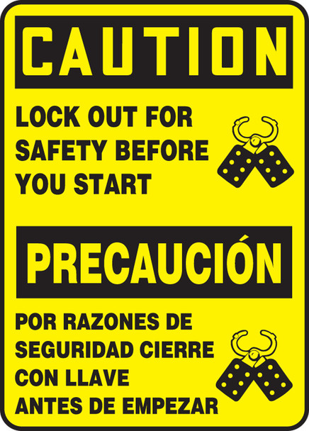 Spanish Bilingual Safety Sign 14" x 10" Accu-Shield 1/Each - SBMELC657XP