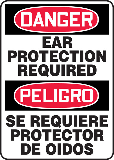 Bilingual OSHA Danger Safety Sign: Ear Protection Required 14" x 10" Accu-Shield 1/Each - SBMPPA107XP