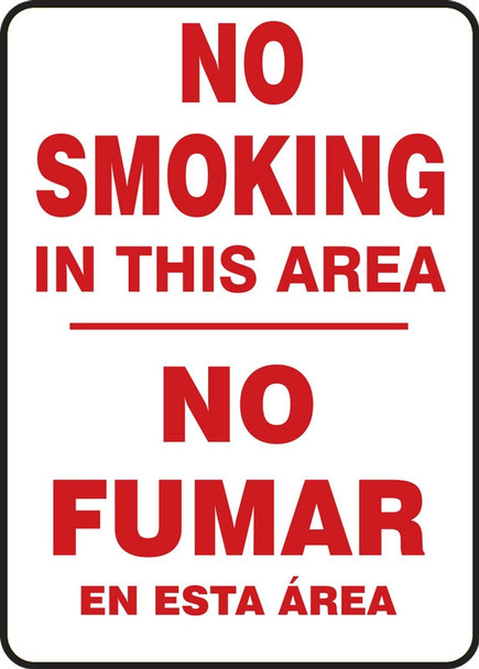 Spanish Bilingual Smoking Control Sign: No Smoking - This Area 14" x 10" Adhesive Dura-Vinyl 1/Each - SBMSMK401XV