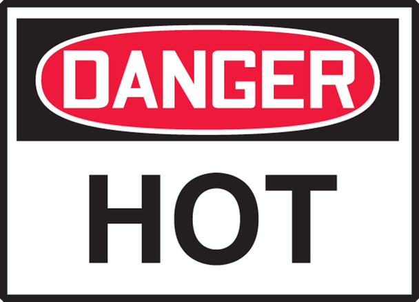 OSHA Danger Safety Label: Hot Spanish Adhesive Vinyl 3 1/2" x 5" 1/Each - SHLCHL293VSP