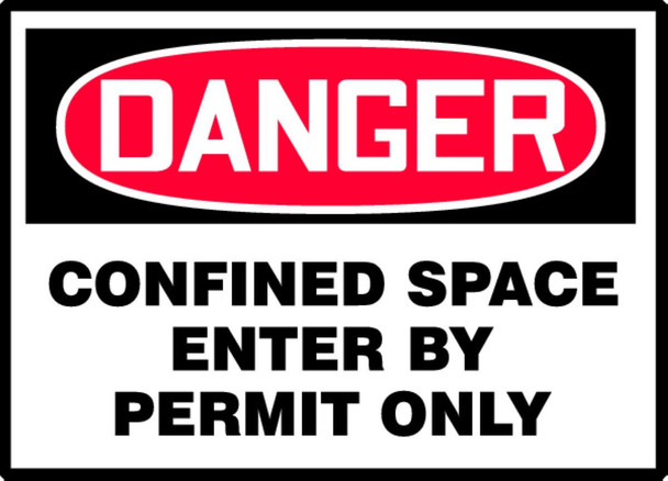 OSHA Danger Safety Label: Confined Space - Enter By Permit Only Spanish Adhesive Dura Vinyl 3 1/2" x 5" 1/Each - SHLCSP280XVE