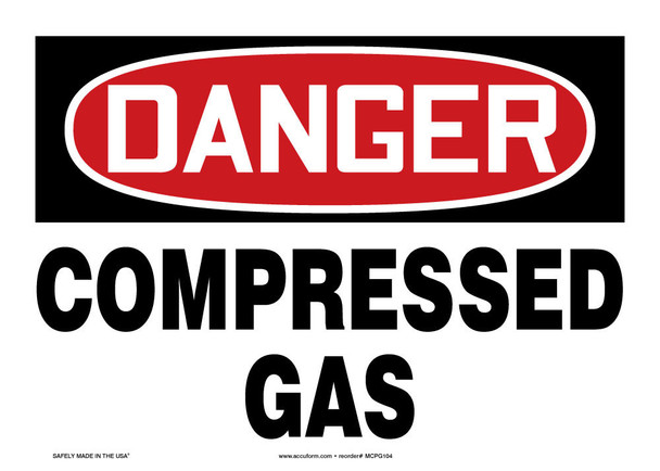 OSHA Danger Safety Sign: Compressed Gas Spanish 10" x 14" Aluminum 1/Each - SHMCPG104VA